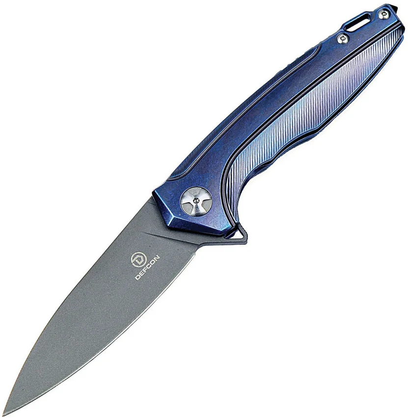 Defcon Blade Works JK Frame Lock Knife Blue Titanium (3.6" Bead Blast) TF5288