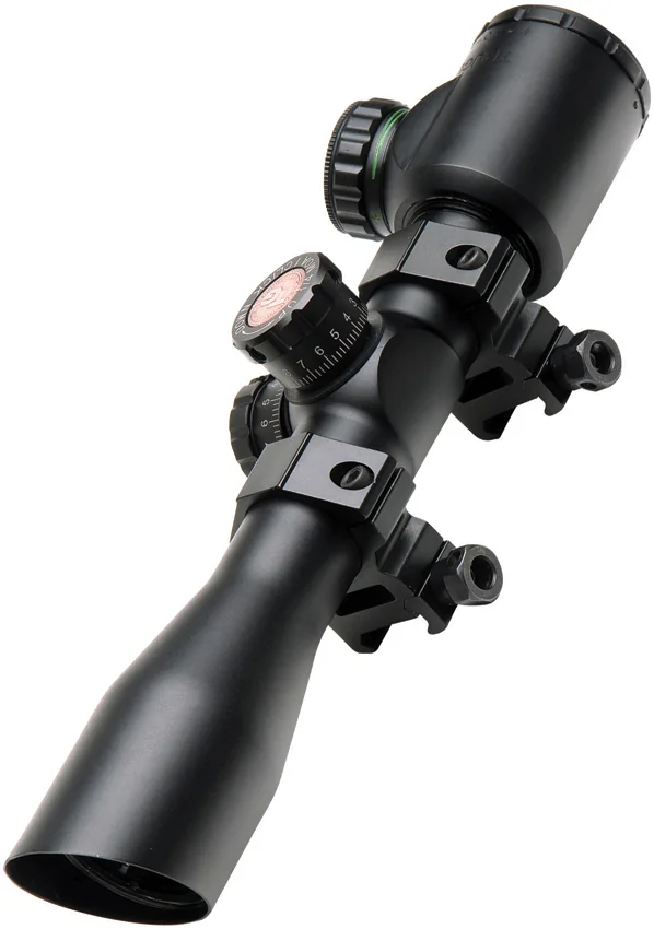 TRUGLO Tactical 4x32mm Illuminated Reticle Scope with Rings – Matte Black