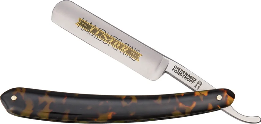 Timor Hamburg Ring Straight Razor Imitation Tortoise (5/8" Carbon Steel) 504