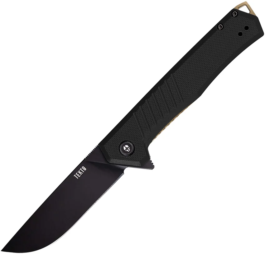 Tekto Knives F1 Alpha Liner Lock Knife Black G-10/Bronze Accents (3.1" Black)