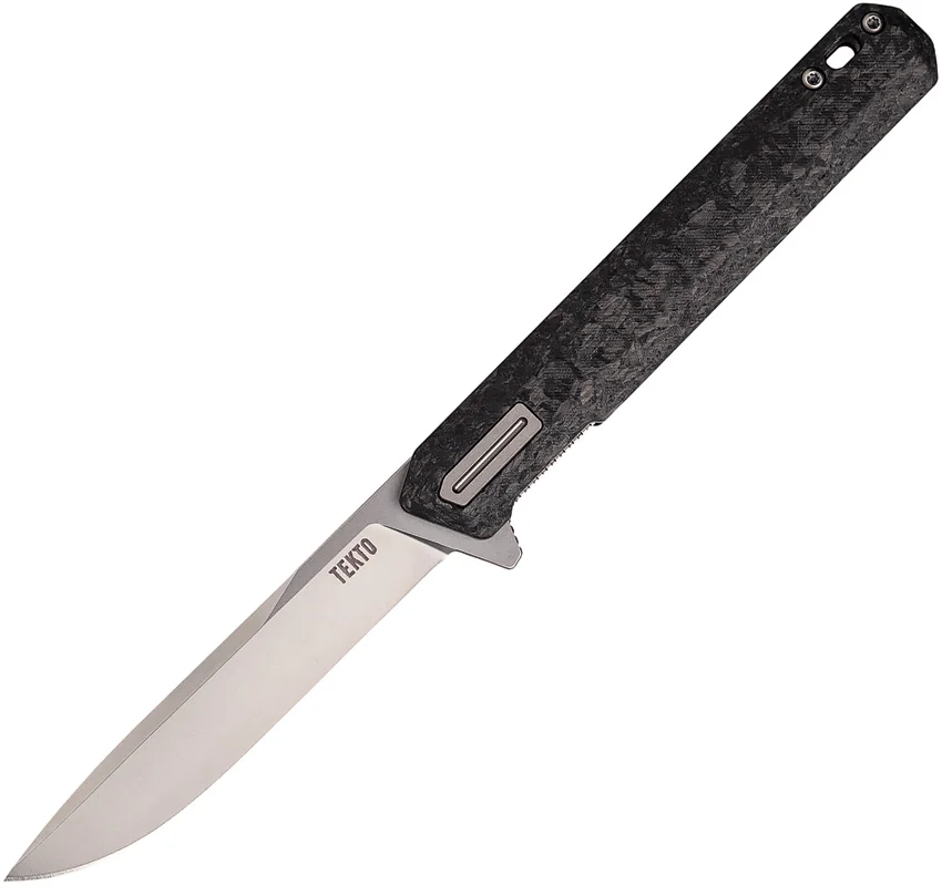 Tekto Knives F2 Bravo Liner Lock Knife Forged Carbon/Silver Accents (3.3" Satin)