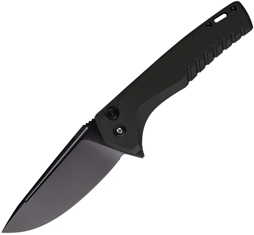 Tekto Knives F3 Charlie Button Lock Knife Black G-10 (3.8" Black)