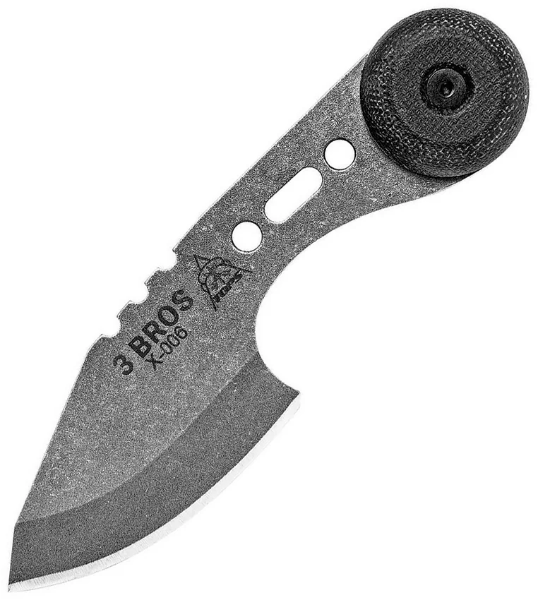 TOPS 3 Bros Hunter Fixed Blade Neck Knife Black Micarta (2.2" Tumbled)