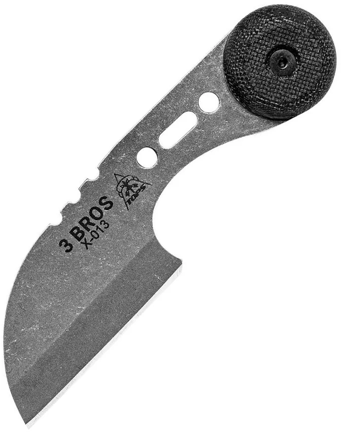 TOPS 3 Bros Fixed Blade Sheepsfoot Neck Knife Black Micarta (2.2" Tumbled)