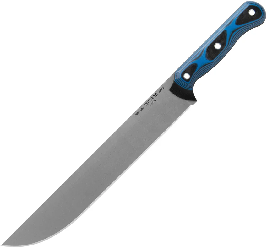 TOPS Knives Dicer 10 Slicer Knife 10" Black/Blue G-10
