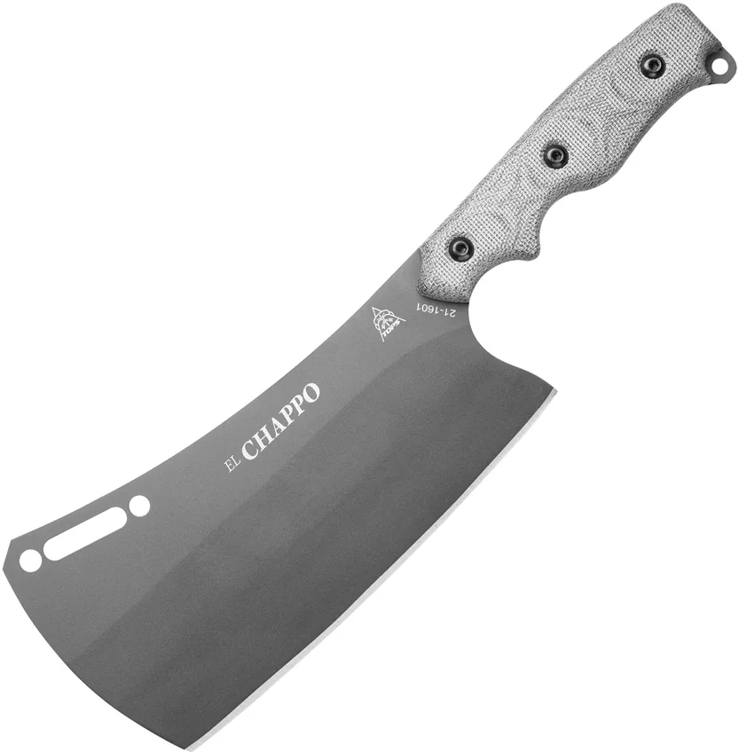 TOPS El Chappo Cleaver Fixed Blade Knife Sniper Gray (6" Acid Rain)