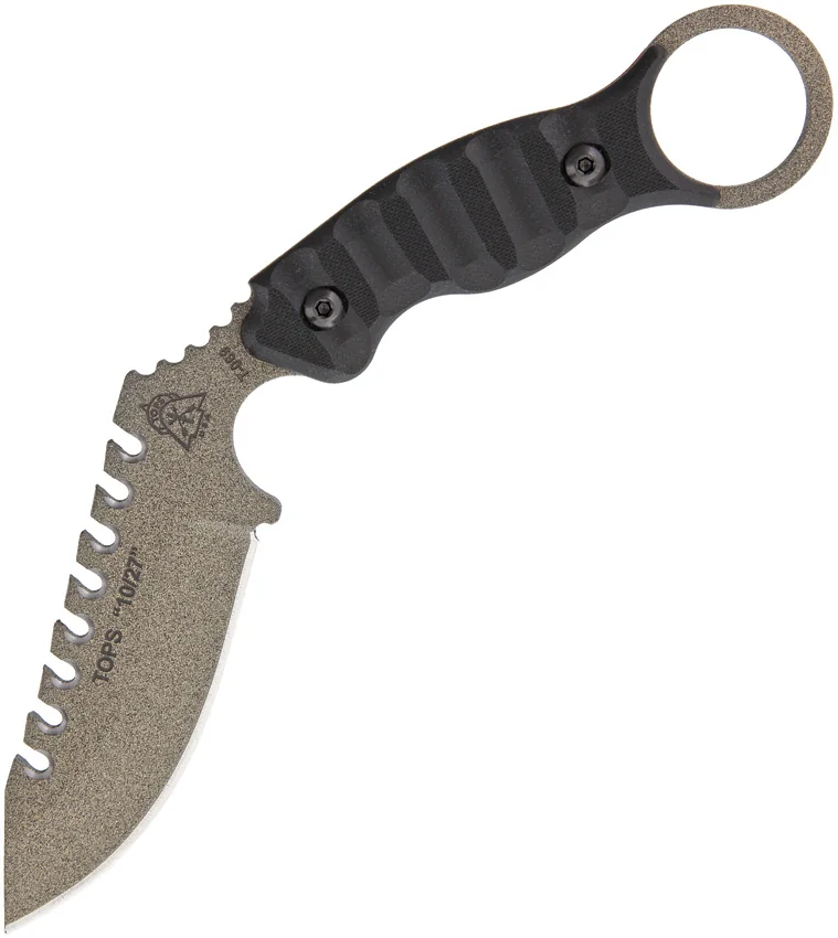 TOPS Knives 10/27 Karambit Fixed Blade Knife Black G-10 (3.5" Tactical Stone)