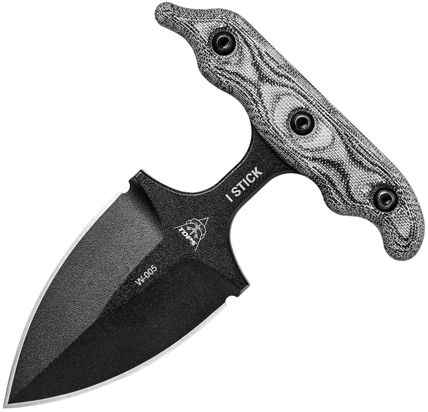 TOPS Knives I Stick Push Dagger Fixed Blade Gray Micarta (3.5" Black) ISTK-01