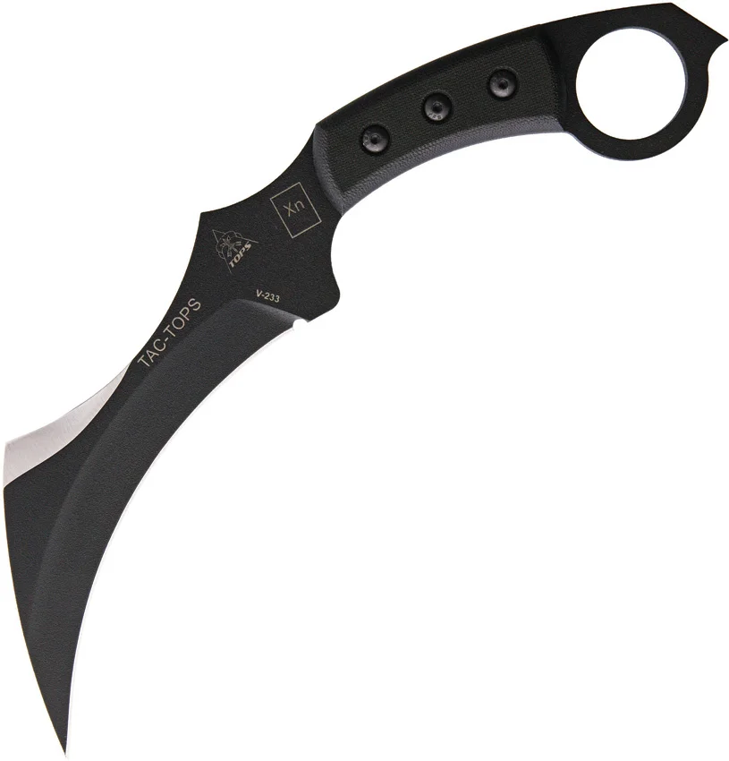 TOPS TAC-TOPS Karambit Fixed Blade Knife Micarta (6.2" Black) TAC-01