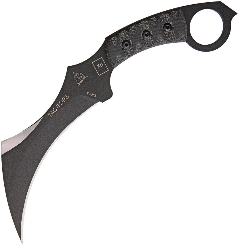 TOPS TAC-TOPS Karambit Fixed Blade Knife Micarta (6.2" Black) Rocky Mountain TRD
