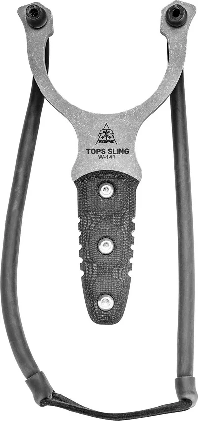 TOPS Knives "Sling" Slingshot Black Micarta w/ Leather Sheath