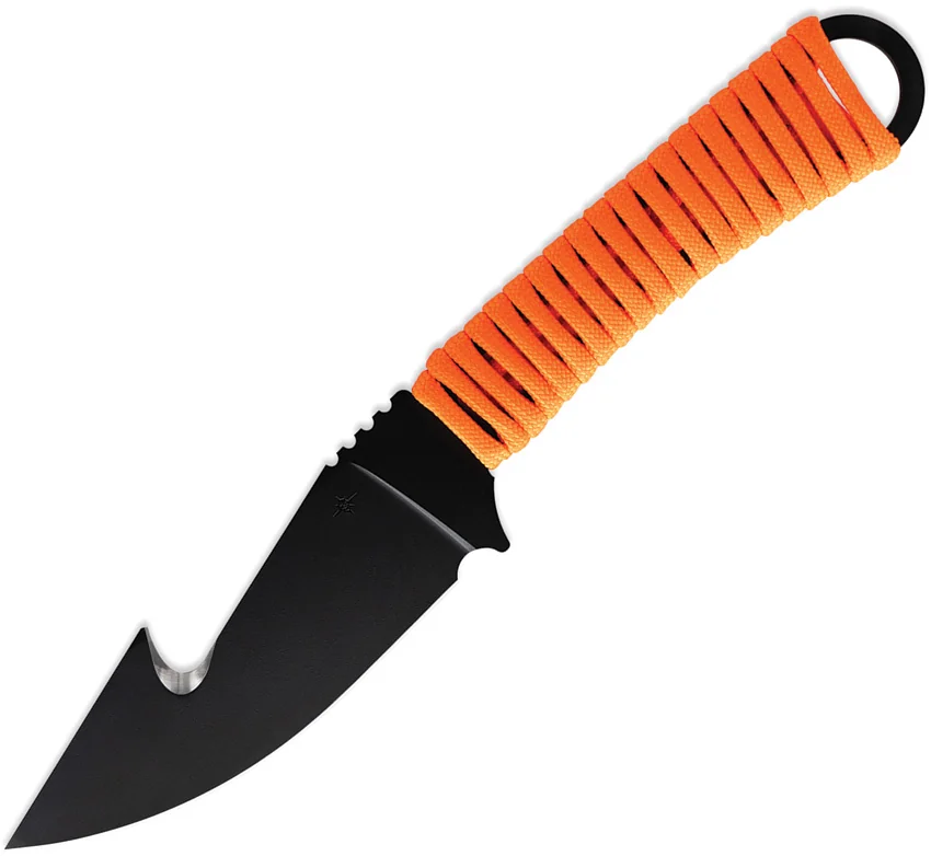 Toor Knives Merlin Fixed Blade Knife Blaze Orange Paracord (3.75" Black)