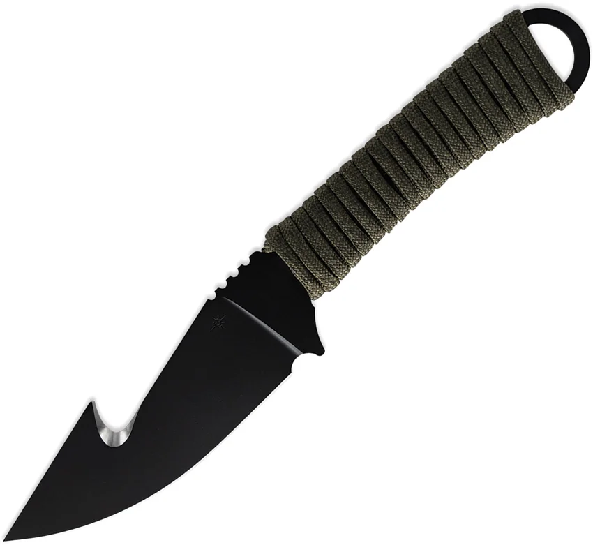 Toor Knives Merlin Fixed Blade Knife Woodland Paracord (3.75" Black)