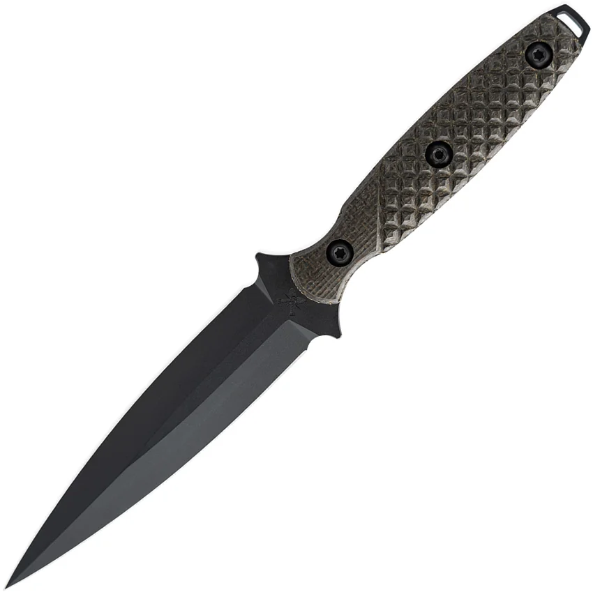Toor Knives Allied Specter Fixed Blade Knife Green Linen Micarta (4.75" Gunkote)