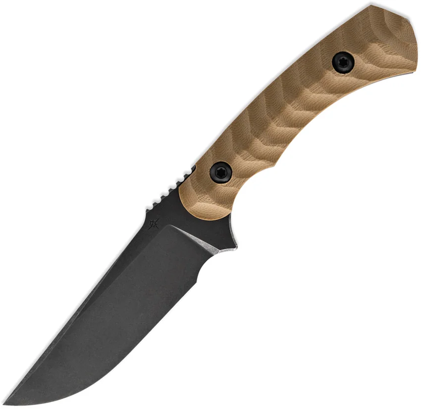 Toor Knives Brauler Fixed Blade Knife Omaha Tan G-10 (4" Black Oxide)