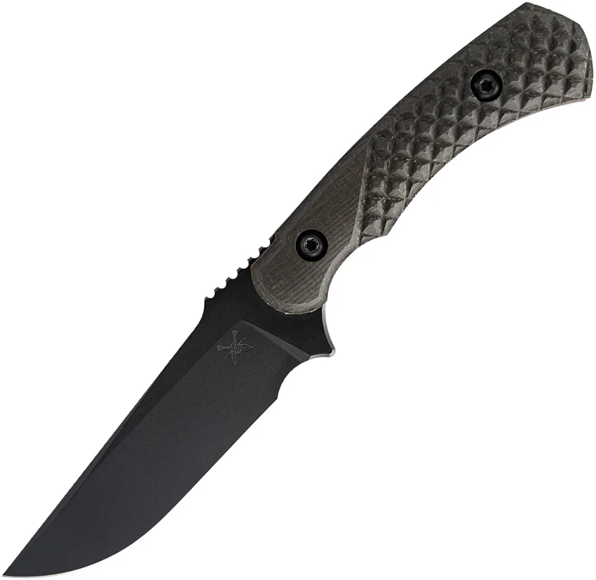 Toor Knives Allied Brauler Fixed Blade Knife Green Linen Micarta (4" Black)