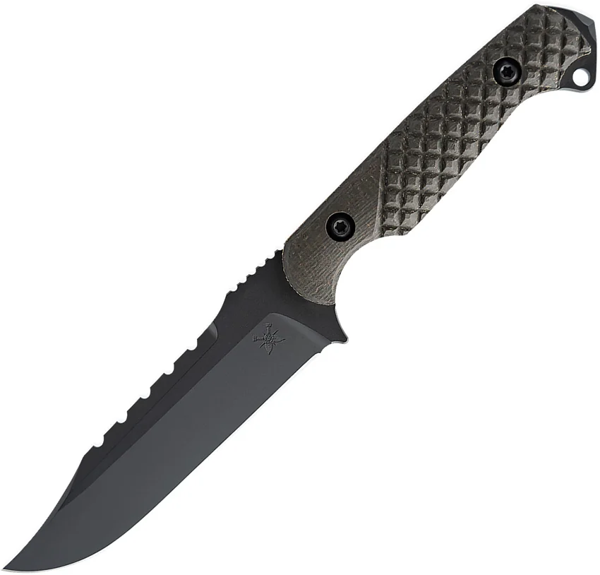 Toor Knives Allied Crewman Fixed Blade Knife Green Linen Micarta (4.6" Black)