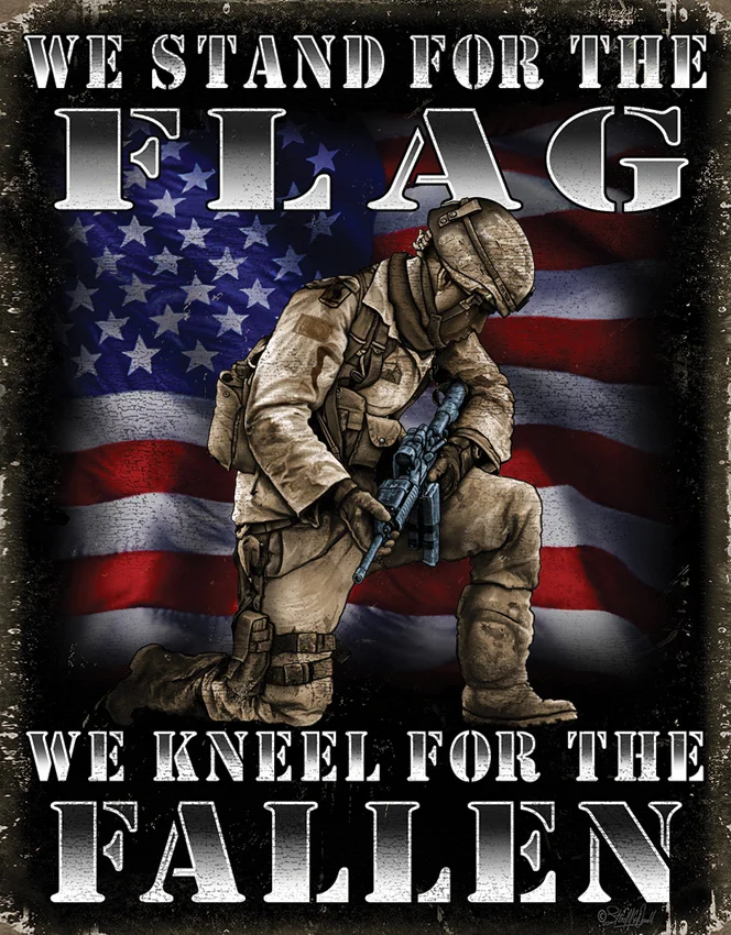 Tin Signs Kneel for the Fallen