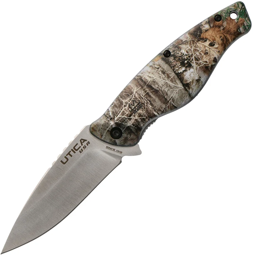 Utica Cutlery Co. Mountain Timber IV Liner Lock Knife Camo Polymer (3.5" Satin)
