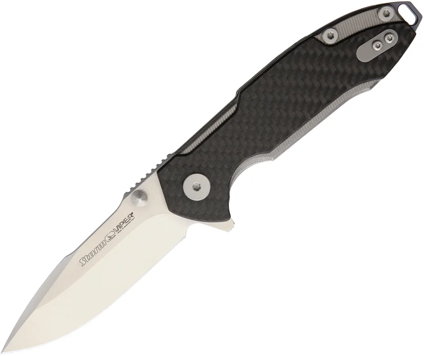 Viper Hinderer Storm Titanium Liner Lock Knife Carbon Fiber (3" Satin M390)