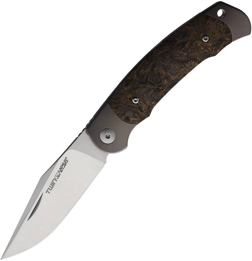 Viper Twin Slip Joint Knife Gold Matter Carbon Fiber (3" Satin)