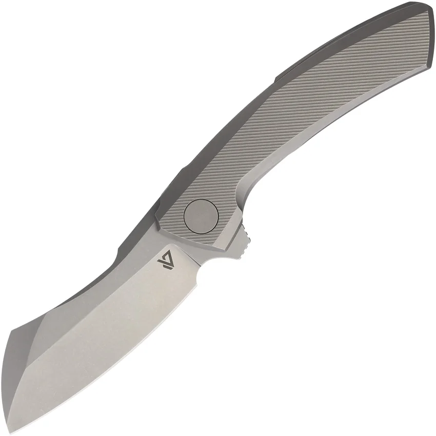 Vanguard Knives Mini Cleaver Frame Lock Knife Gray Titanium (3" Stonewash)