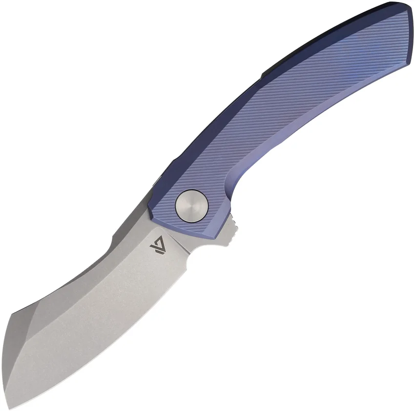 Vanguard Knives Mini Cleaver Frame Lock Knife Blue Titanium (3" Stonewash)