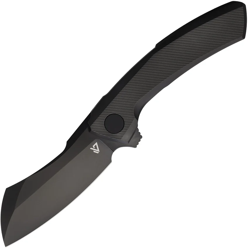Vanguard Knives Mini Cleaver Frame Lock Knife Black Titanium (3" Stonewash)
