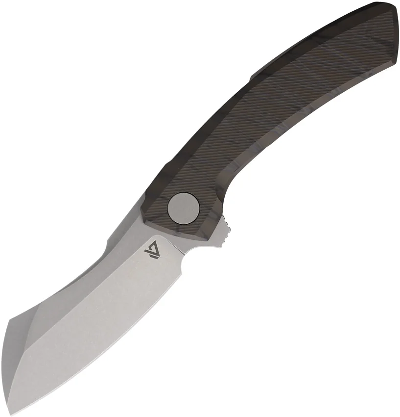 Vanguard Knives Mini Cleaver Frame Lock Knife Flame Titanium (3" Stonewash)