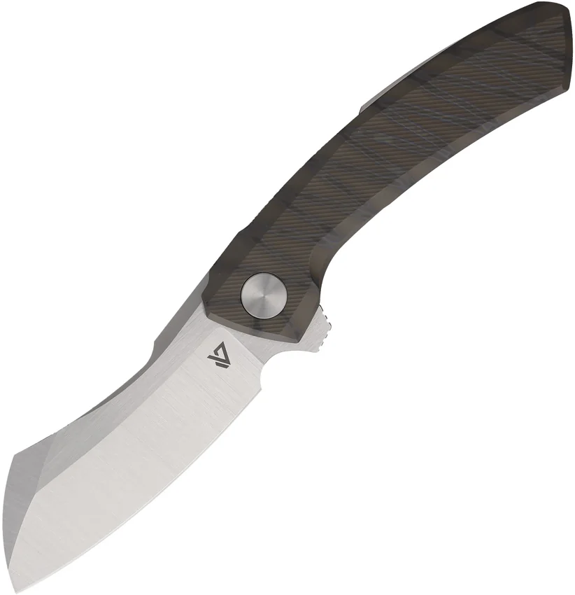 Vanguard Knives Mini Cleaver Frame Lock Knife Flame Titanium (3" Satin)