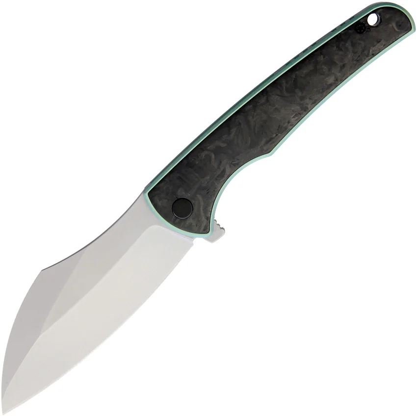 VDK Knives Vice Frame Lock Knife Carbon Fiber/Green Ti (4" Stonewash)
