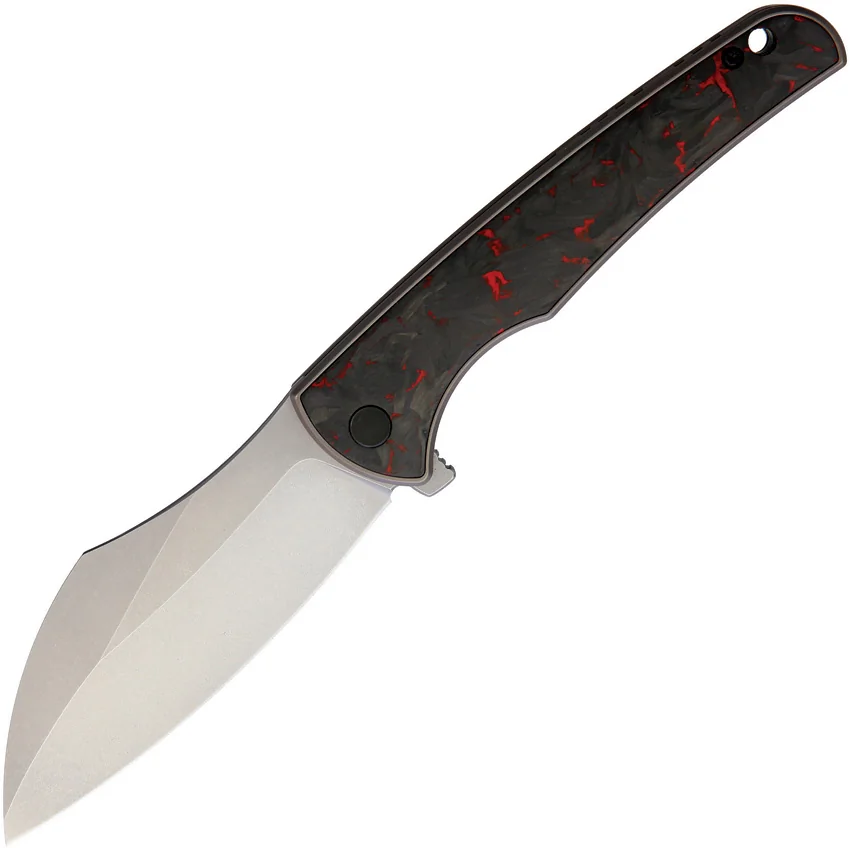 VDK Knives Vice Frame Lock Knife Red Carbon Fiber/Bronze Ti (4" Stonewash)