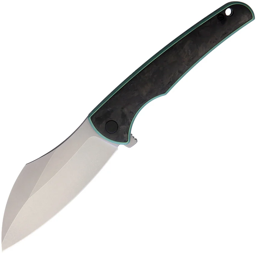 VDK Knives Vice Frame Lock Knife Carbon Fiber/Green Ti (4" Stonewash)