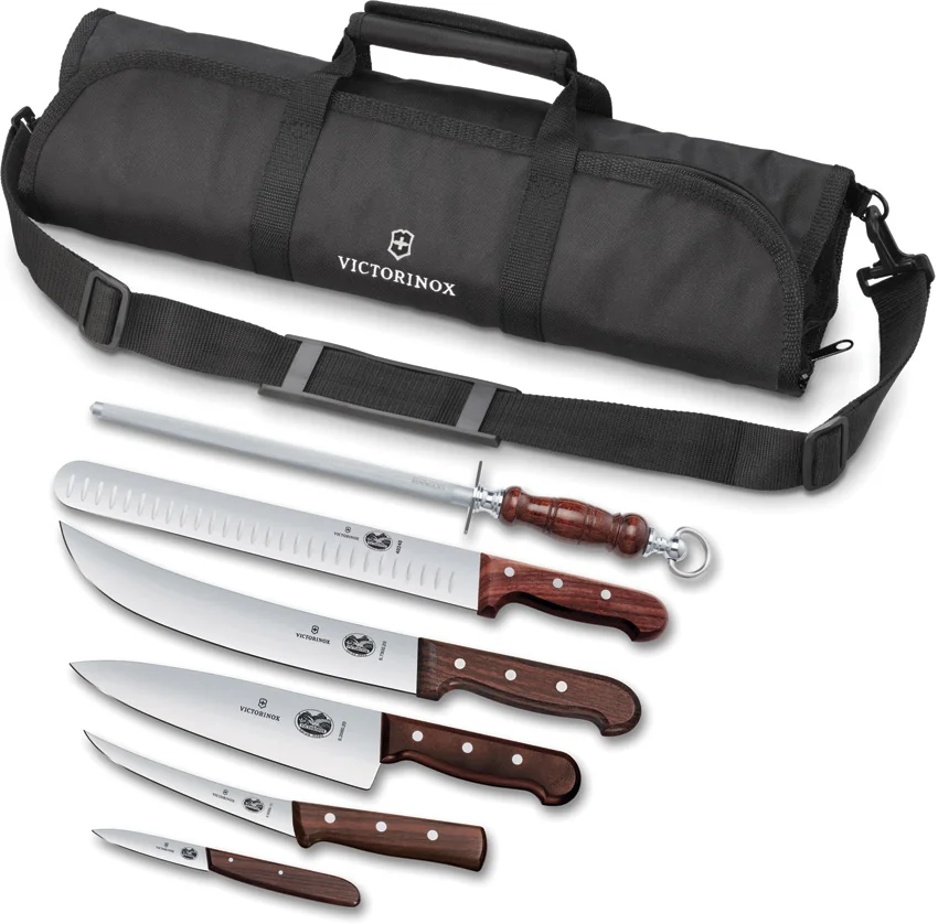 Victorinox 7 Piece BBQ Knife Set - Wood